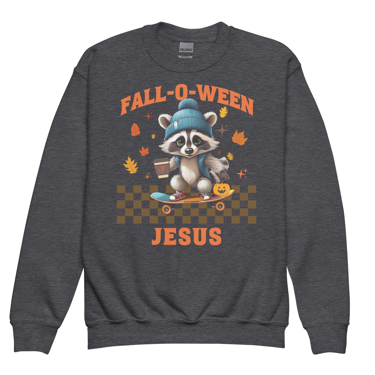 Kids Sweater|| FALL-O-WEEN JESUS||Cute racoon sweater