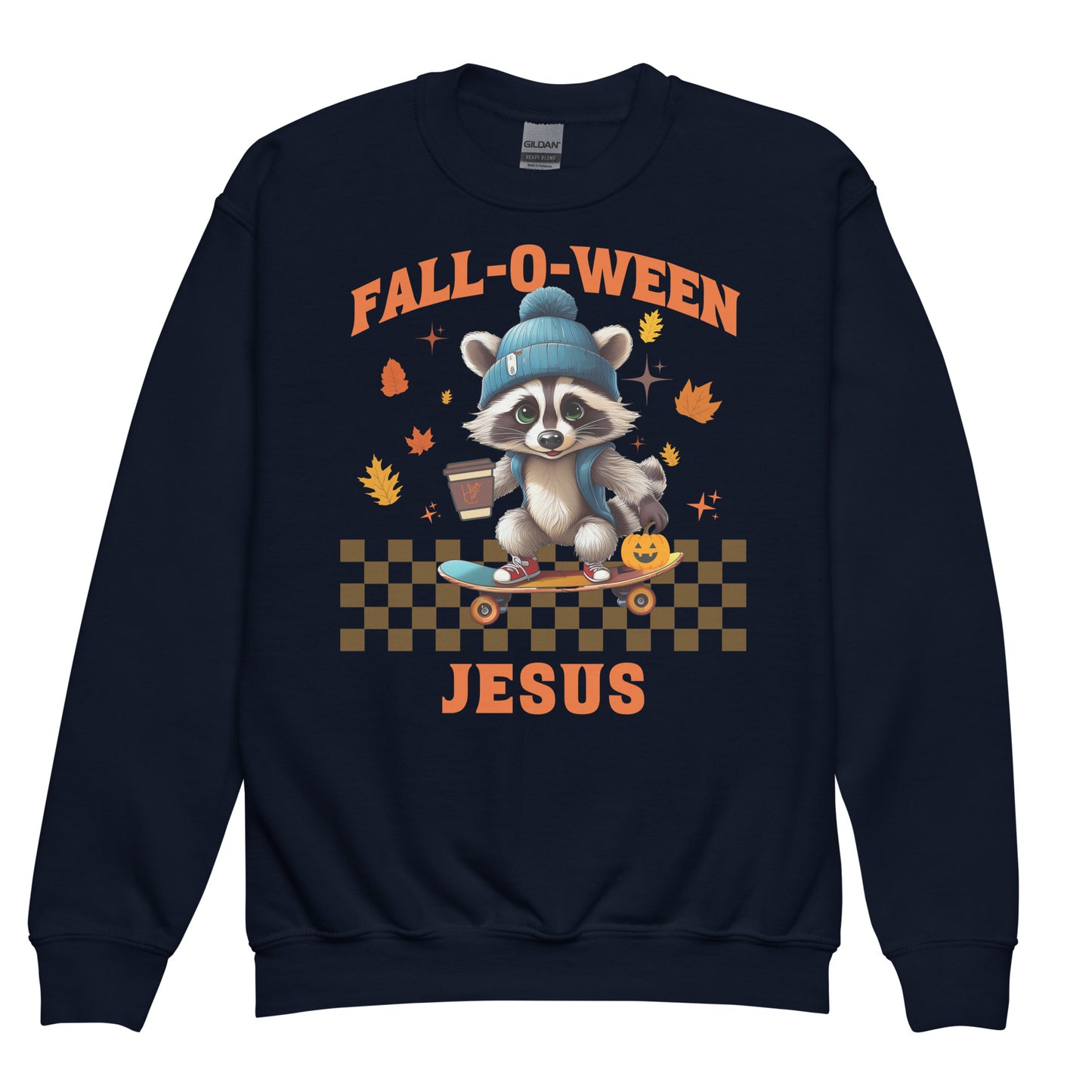 Kids Sweater|| FALL-O-WEEN JESUS||Cute racoon sweater